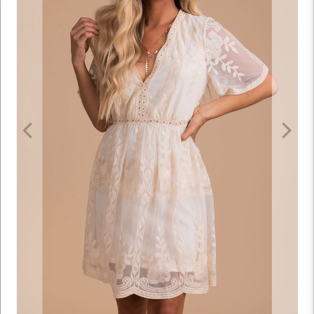 Bella Ella Light My Fire Cream Lace Dress